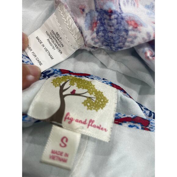 FIG & FLOWER ANTHROPOLOGIE TUNIC BLOUSE COLD SHOULDER SZ S BOHO COTTAGE CORE - Picture 5 of 16